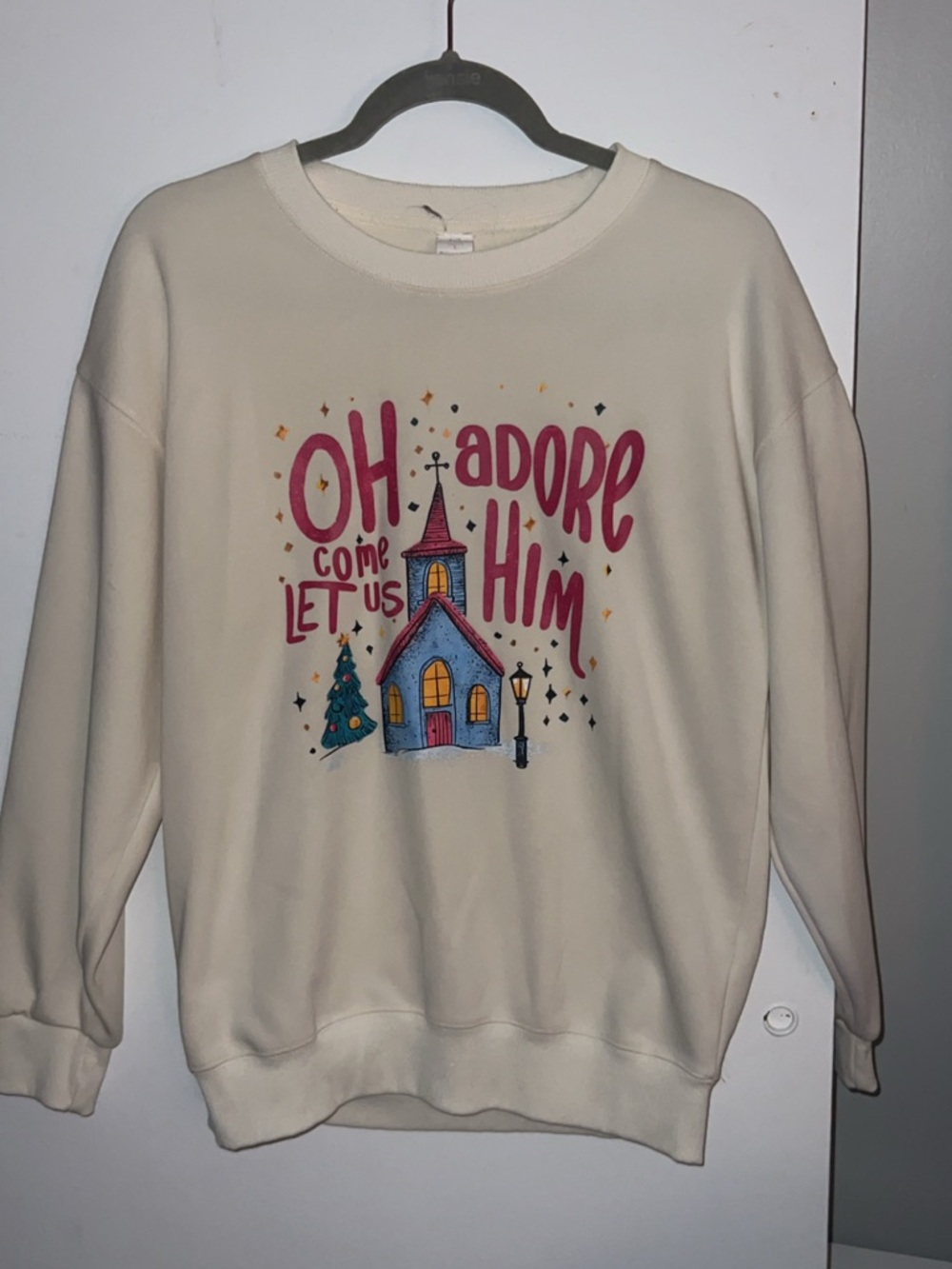 Cream Holiday 'Oh Adore Him' Graphic Sweatshirt